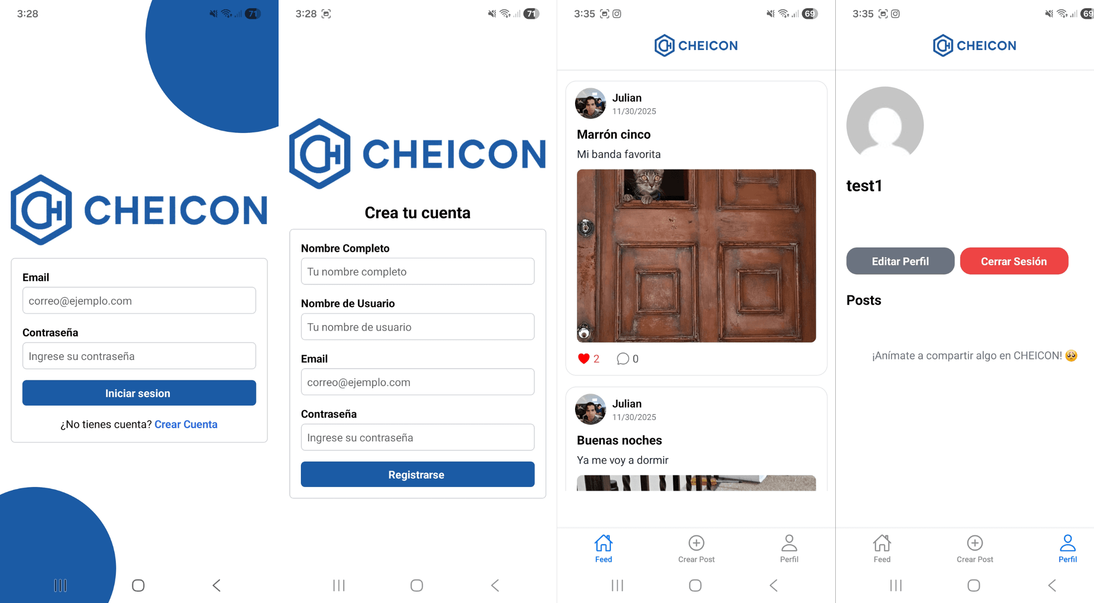 Cheicon: Social Mobile App Platform, screenshot 1 of 2